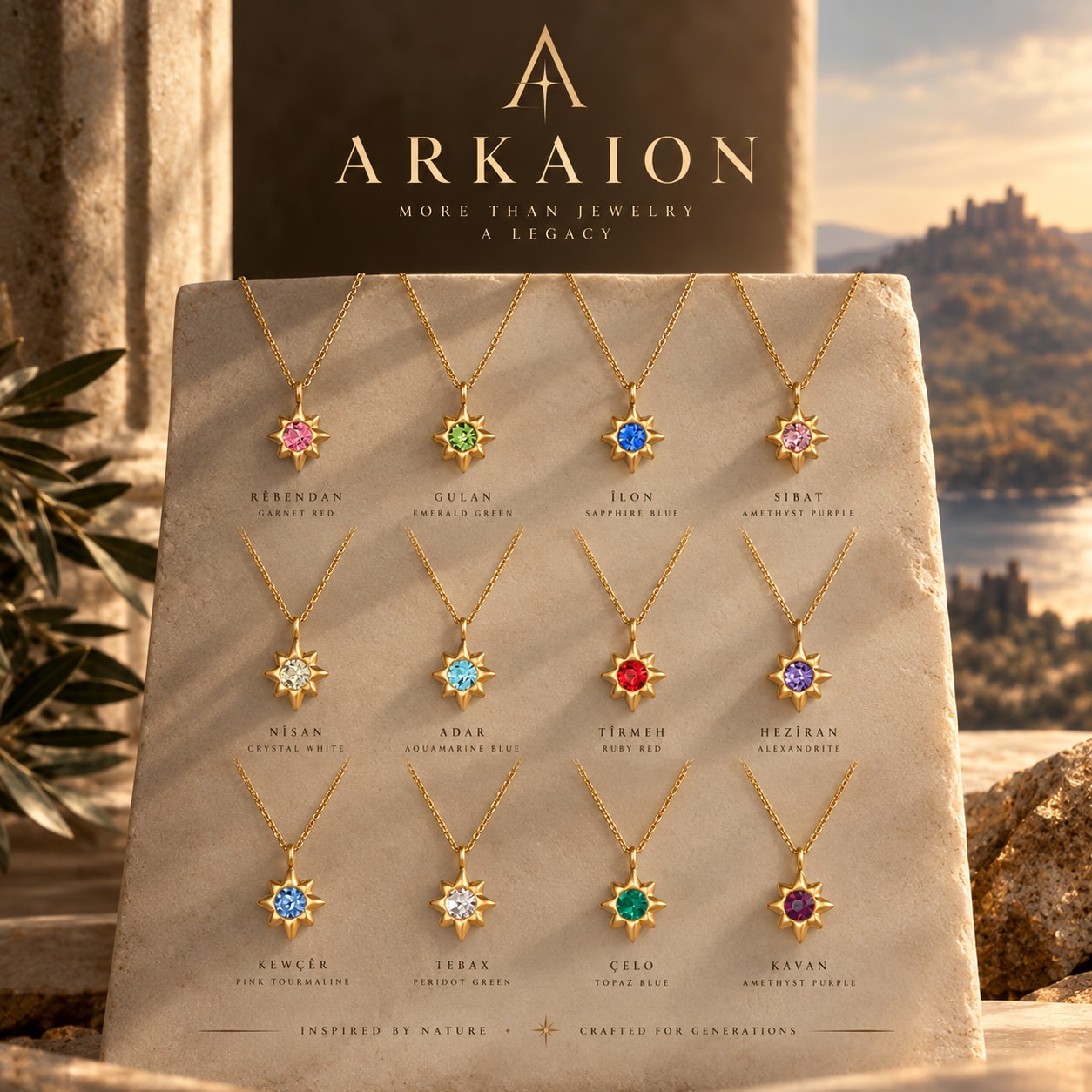 ARKAION 12 Birthstone Sunflower Charm